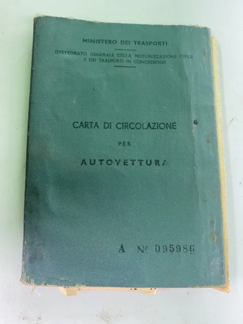 Libretto di circolazione autovettura Fiat 500 epoca collezione