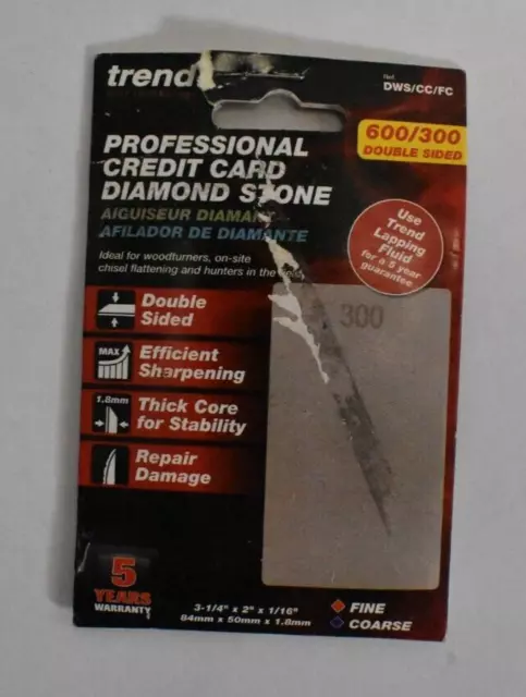 Trend DWS/CC/FC Fine/Coarse Double-Sided Diamond Credit Card Sharpening Stone