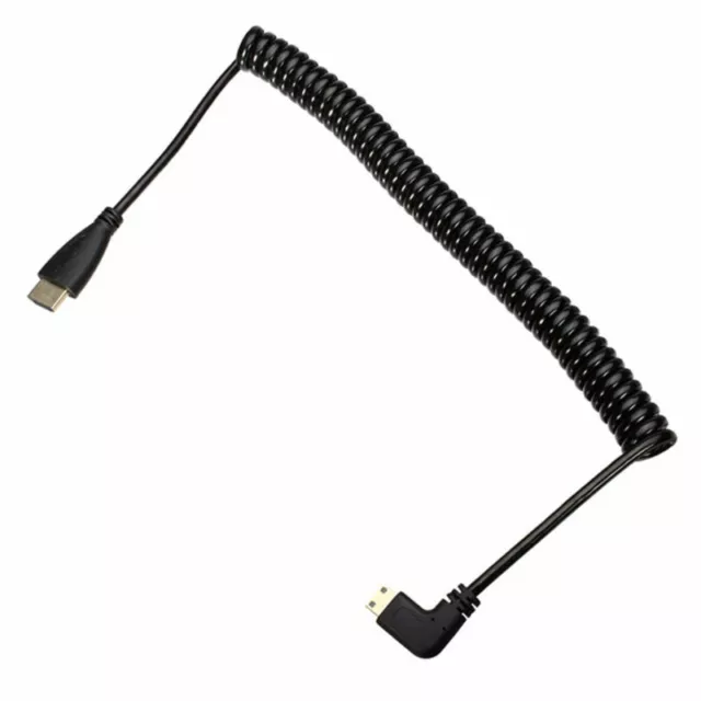 Type Mini HDMI  Male to HDTV  Male Stretch Spring 90 Degree Right Angled Cable