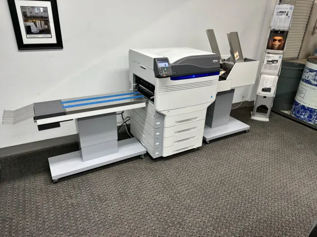 Oki C931DP Four Color Digital Envelope Printer with feeder and conveyor