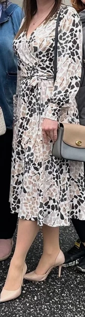 hm dress size S, size 4/6, animal print, white, beige