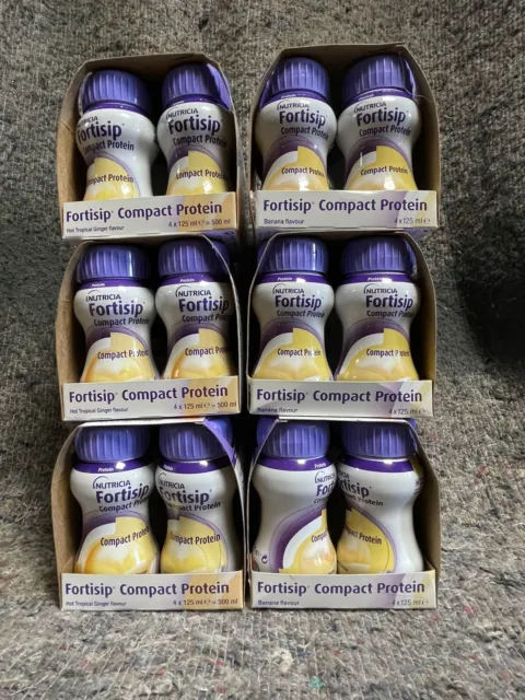 24 X Fortisip Compact Protein Drink 125ml 12 x Tropical Ginger, 12 x Vanilla