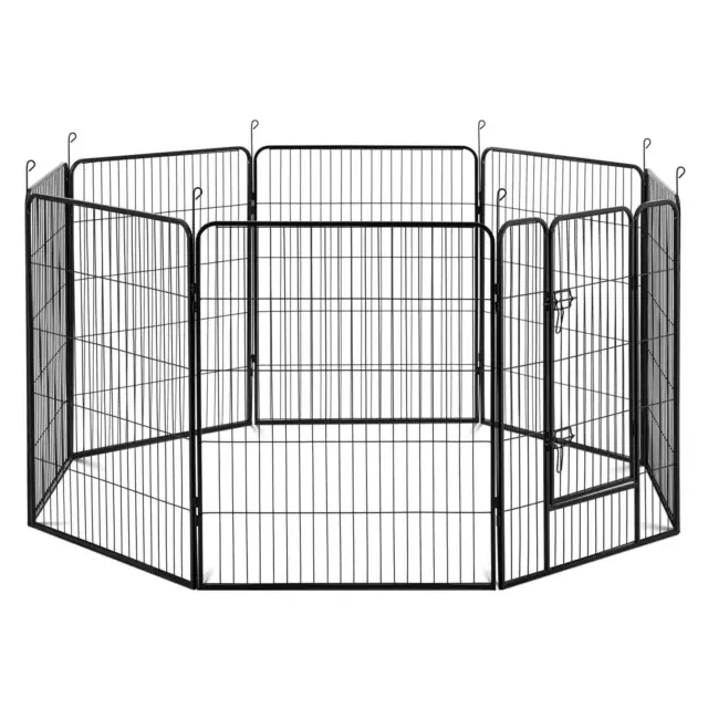 Enclos pour chien Parc pour chien avec porte Acier 8 segments modulaires