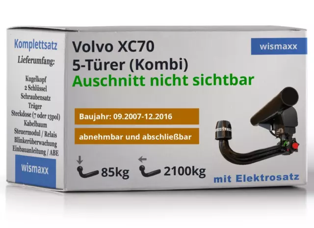 ANHÄNGERKUPPLUNG für Volvo XC70 07-16 abnehmbar WESTFALIA +13pol E-Satz ABE