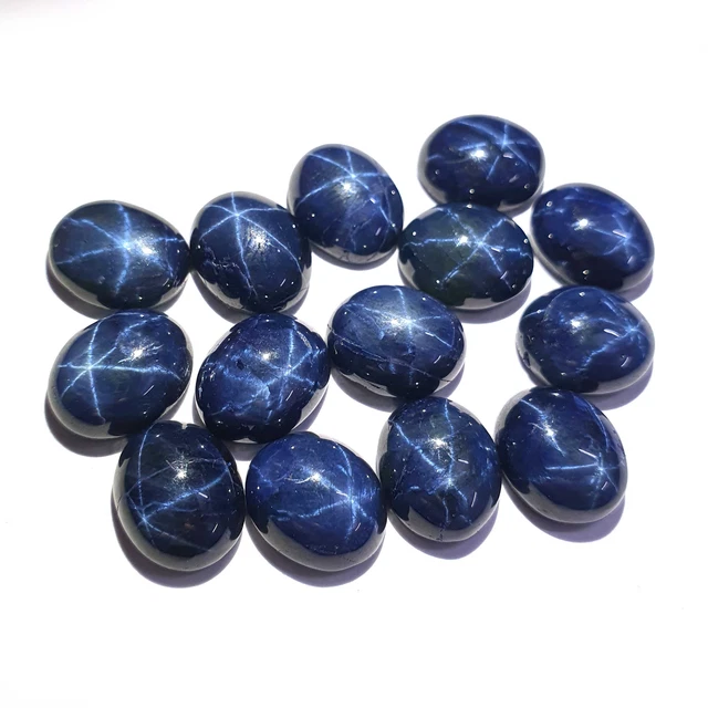 Natural Star Blue Sapphire Oval Diopside Cabochon Gemstone 2 Pcs 9x11 MM 10 CT