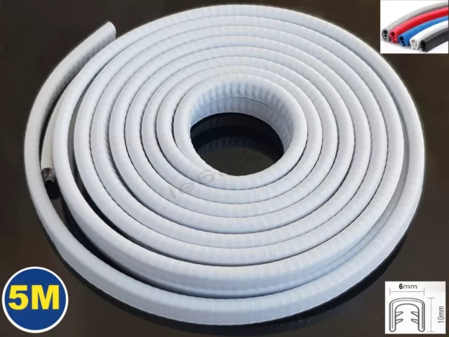 5m WHITE Car Door Edge Guard Protector Moulding Strip Trim Flexible PVC Rubber