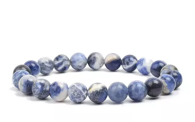 Bracelet de perles Sodalite en pierre Naturelle, sur mesure pour Homme ou Femme