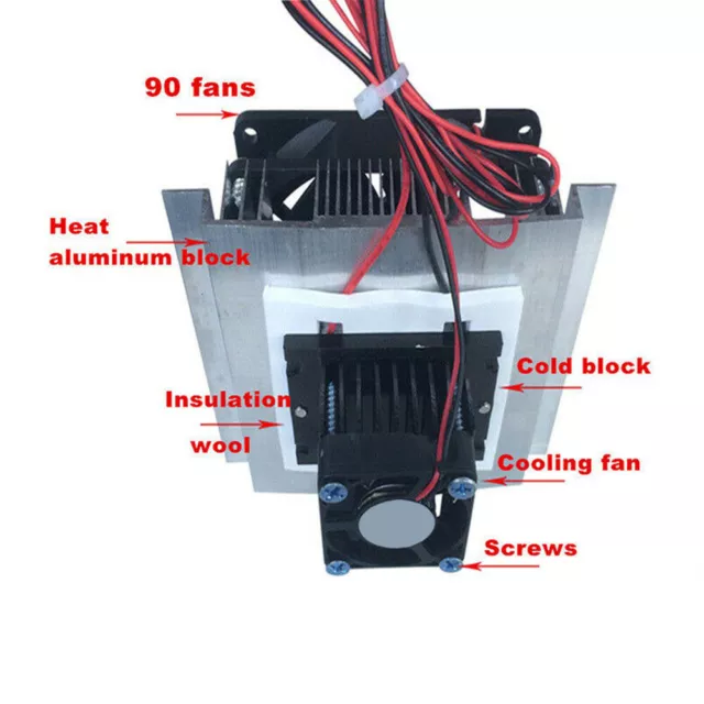 12V/ 60W Thermoelectric Peltier Refrigeration Cooling System Kit Cooler Fan 3