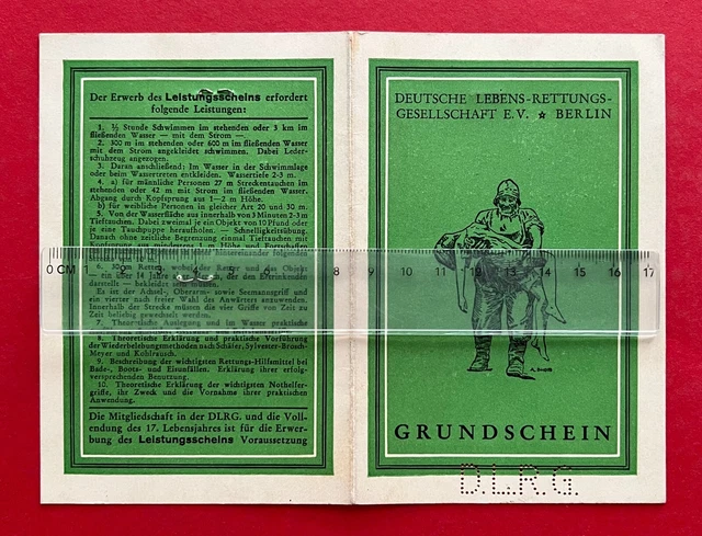 GRUNDSCHEIN AUSWEIS DER DLRG 1936 mit Lichtbild Dresden ( 129064 EUR 19 ...