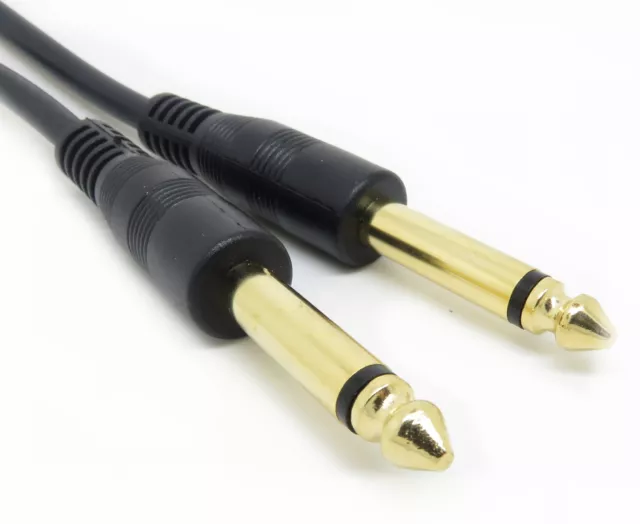 6.35mm GOLD Mono Jack to Plug 6.3mm Guitar Keyboard Amp Lead 1/4 Cable Electric