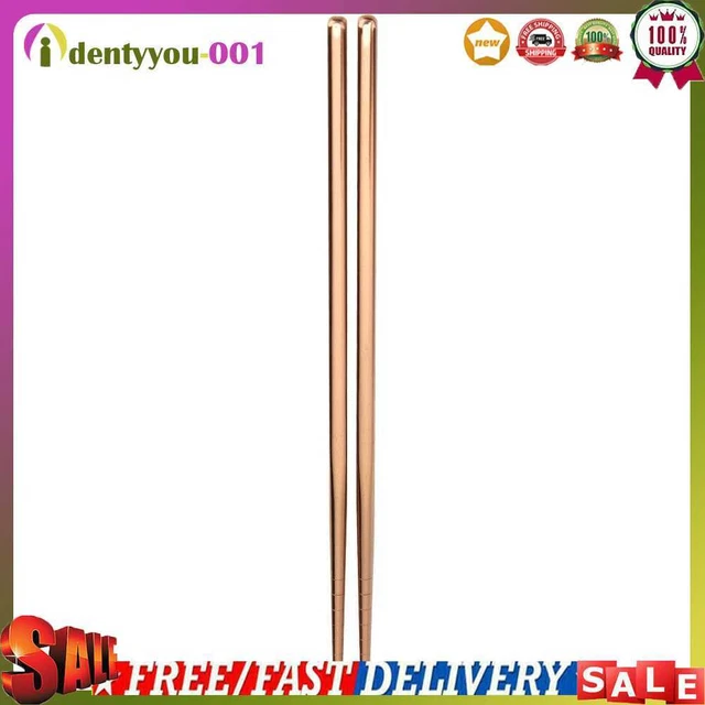Palillos de acero inoxidable vajilla antideslizantes palitos de comida (oro rosa)