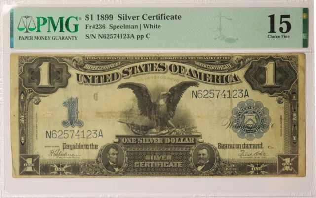 FR. 236 1899 $1 Black Eagle Silver Certificate Large Size Note Choice F 15 PMG
