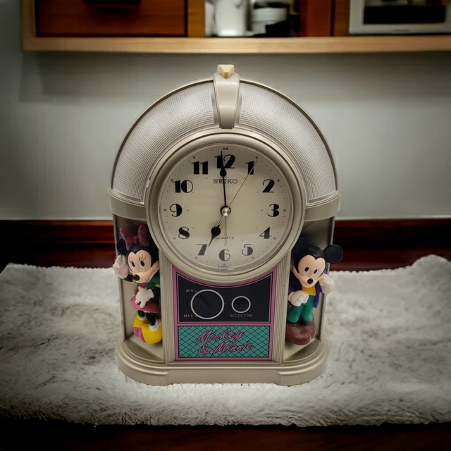 VINTAGE COLLECTIBLE SEIKO Mickey & Minnie Disney Alarm Clock '80s
