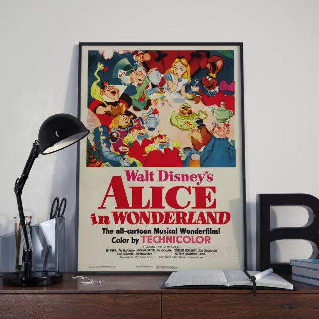 Vintage Disneys Alice in Wonderland Movie Film Poster Print Picture A3 A4