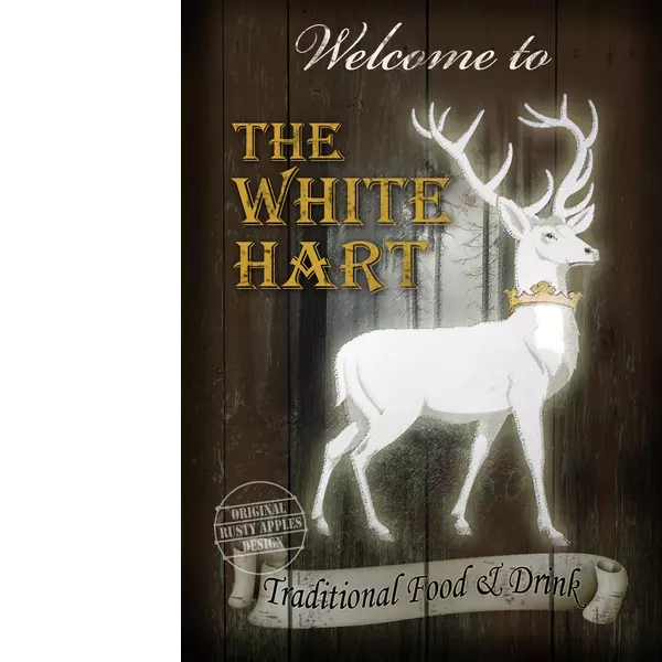 The White Hart  Traditional Pub Sign Metal Wall Art Home Décor Home Bar