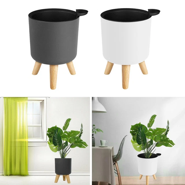 Vasi Autoirriganti Vanslogreen 3 Pezzi - Fioriere Con Foro Di Drenaggio Per Interno/Esterno, Bianco, 25cm