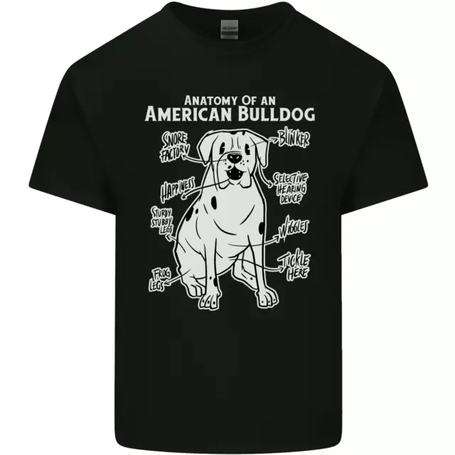 T-shirt top da uomo cotone American Bulldog Anatomy Funny Dog