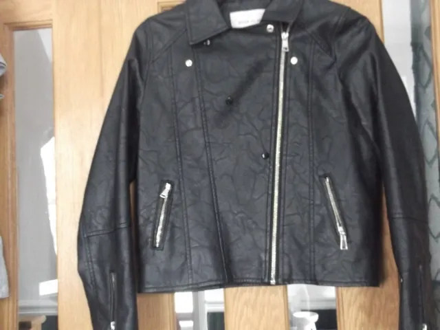 girls River Island faux leather biker style jacket age 11 yrs