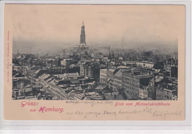 AK Hamburg, Panorama mit St. Michaelis, 1900