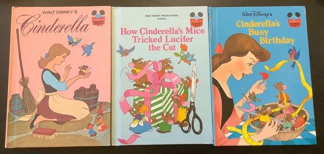 Lot 3 Cinderella, Busy Birthday, Mice Lucifer Disneys Wonderful World Reading HC