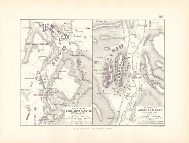 Carte / Bataille Plan ~ Bataille De Fere Champenoise & Arcis-sur-Aube 1814