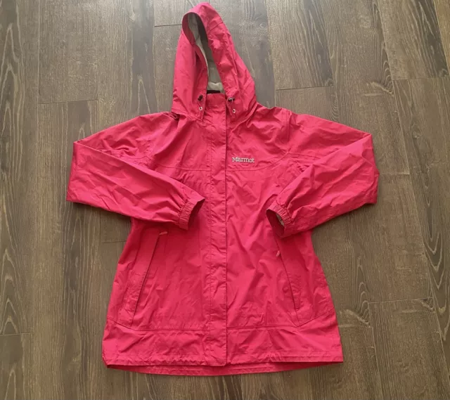 Marmot Precip Hooded Pink Rain Jacket Women's L used