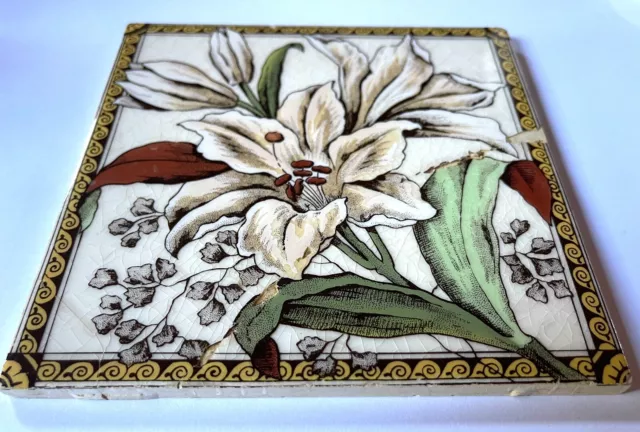 Victorian Fireplace Tile Day Lilies Design By The Decorative Art Tile Co 1889 2