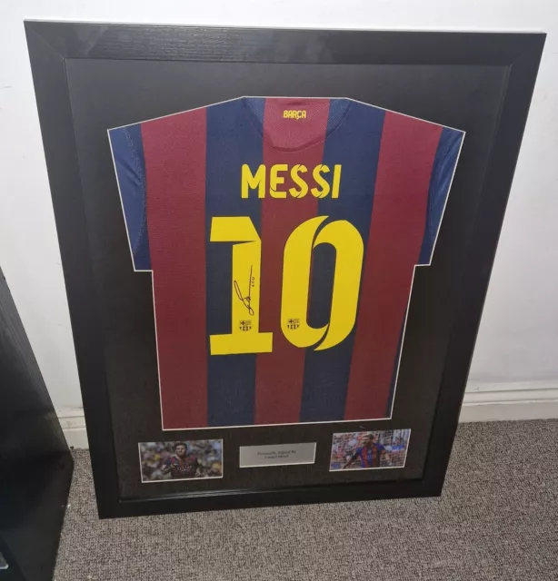Hand Signed Framed Lionel Messi #10 Barcelona Home Shirt + COA Argentina