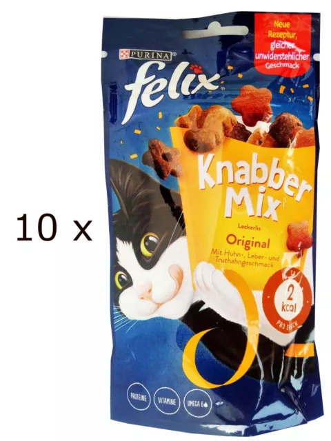 (EUR 39,92 / kg)  Felix Knabber Mix Original Katzen-Snack 10 x 60 g