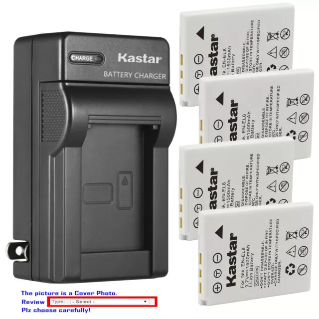 Kastar Battery AC Wall Charger for Nikon EN-EL8 MH-62 Nikon Coolpix S51c Camera