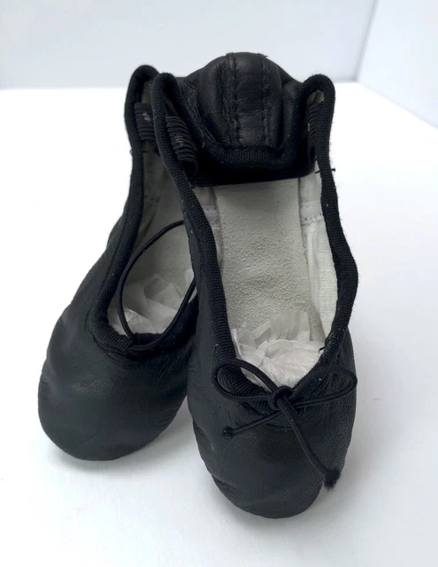 BLOCH DANSOFT Toddler Full Sole Leather Ballet Slipper Dance Black Shoe Sz 10.5D
