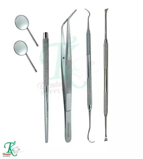 Dental Student Mouth examination Kit Sickle Scaler College Tweezers Mouth Mirror