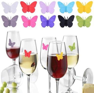 WUHEECOME 36 Pezzi Segnabicchieri in Silicone Riutilizzabili Pennarelli per Bicchieri Ciondoli in Silicone di Vino Marcatori di Bevande Multicolore Identificatore del Bicchiere di Vino per Bar Feste 