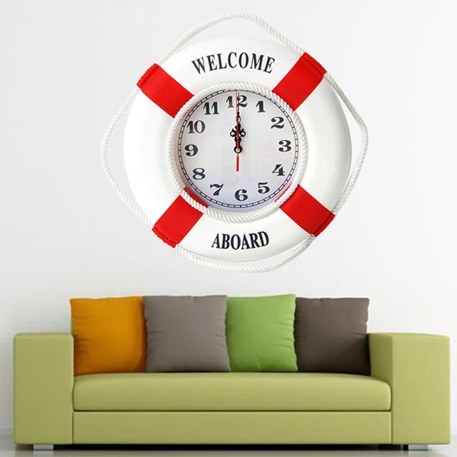 Lifebuoy Wall Clock Decorative Wall Clocks Home Decor Sailboat Decor Beach 3