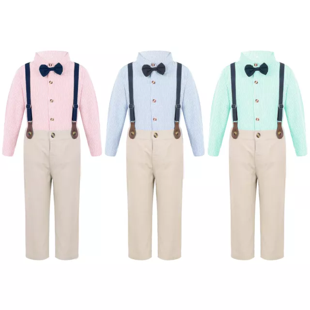 Jungen Kinder Langarm Hoseanzug Gentleman Anzug Hemd Hose Kleidung Outfits