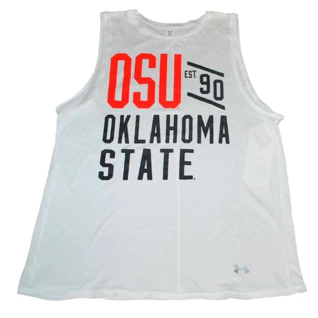 Oklahoma Stato Cowboys Ua Under Armour Donna Bianco Sfuso Calore Cambio Canotta