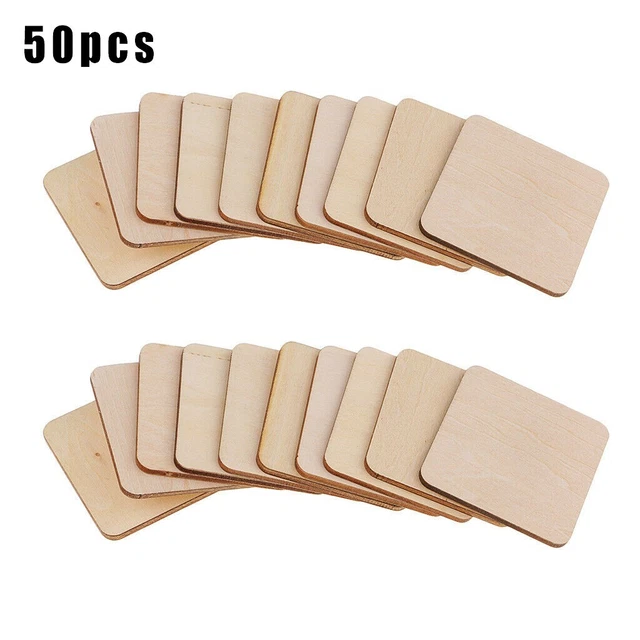 50X posavasadas cuadradas de madera lisa espacios en blanco cuadrados sin terminar N