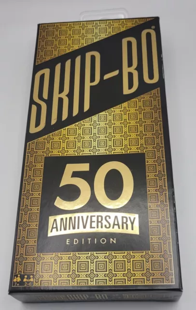 SKIP-BO Card Game 50th Anniversary Edition Black & Gold Mattel 2016 New Sealed