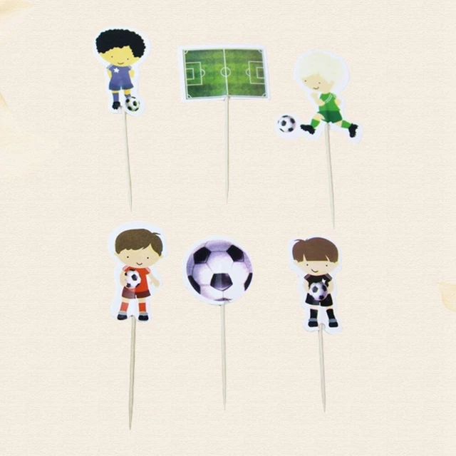 Décorations Gâteau Football - 12 Pièces - Toppers Cupcake - Joueurs Et Buts - Anniversaire Thème Sport