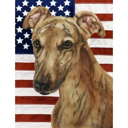 Patriotic (D2) Garden Flag - Red Brindle Greyhound 322191