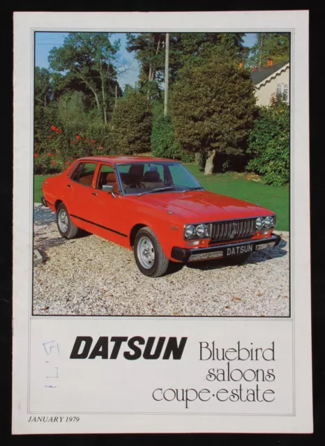 vintage Datsun Bluebird saloons, coupe, estate car brochure, 1979