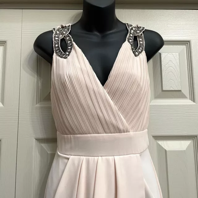 NWT TFNC London Embellished Wrap Midi Dress Blush Nude Prom Bridesmaid US6 UK10 3