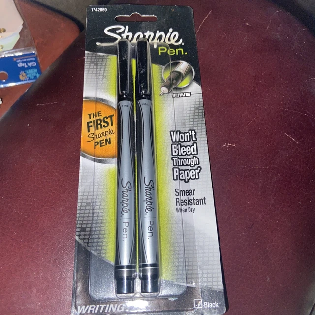 Sharpie PEN Black 2 pk Fine Point NO BLEED Water/Smear Resist Non-Toxic 1742659