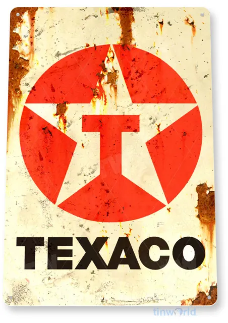 Texaco Gas Oil Sign, Station, Garage, Auto Shop, Retro Rustic Tin Sign A645