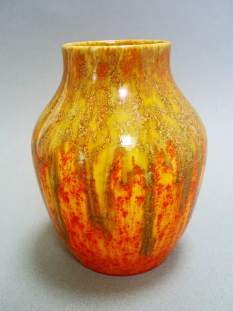 Vintage Pilkingtons Royal Lancastrian Orange Vermillion  5.5 " Vase 2658