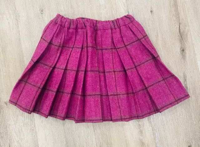 Oscar De La Renta NWOT Purple Wool Plaid Pleated Mini Skirt Girls Size 6