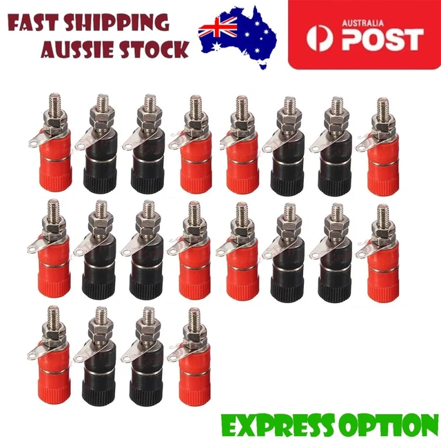20pcs 4mm Red Black Banana Socket Binding Post Banana Plug Jack Connector Nickel