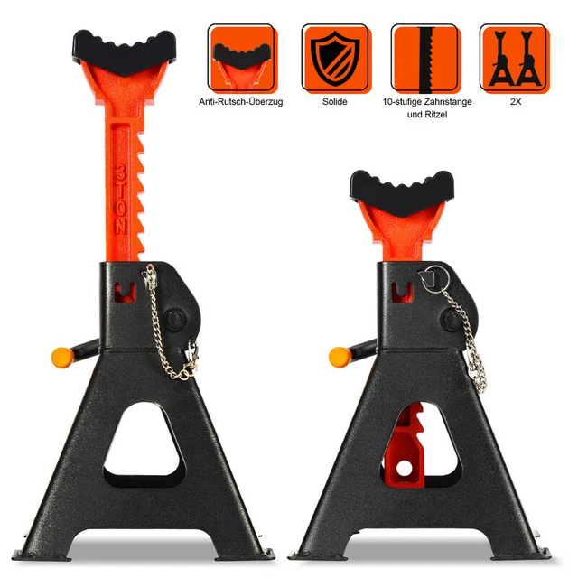 Gimisgu Cavalletti Di Sostegno Per Auto E Camper - 2 Paia, Regolabili 285-430 Mm, Portata 3T, Antiscivolo - Foto 2