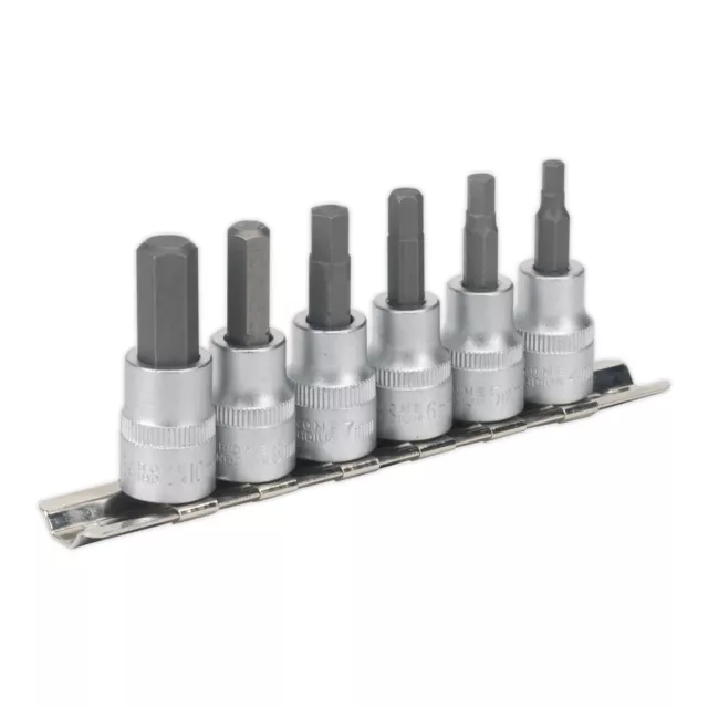 Sealey AK656 Clé Douille Hexagonale Set 6pc 1cmSq Drive Metric