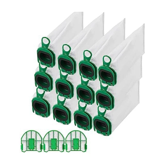 Lot De 12 Sacs Aspirateur Compatibles Vorwerk Kobold VB100 / FP100 - Sacs à Poussière De Rechange Haute Performance